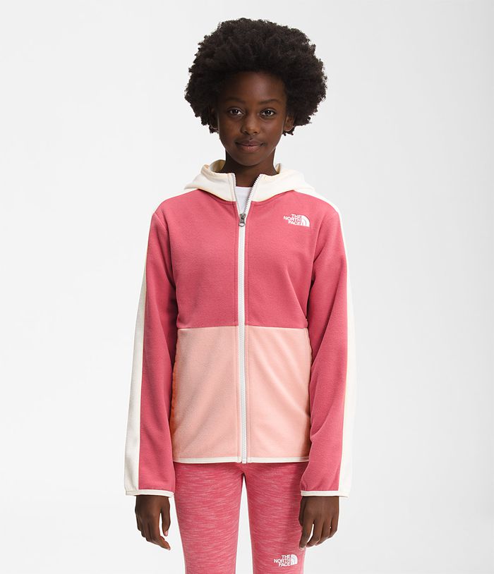 The North Face Youth Glacier Full Zip Hoodie Girls Jacket Pink 695714-HPW